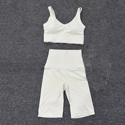 SOISOU Nylon Short Sets Womens Clothing Sports Bra Cycling Shorts Workout Set Women's Tracksuit Gym Yoga Sexy Outfit Women 2023