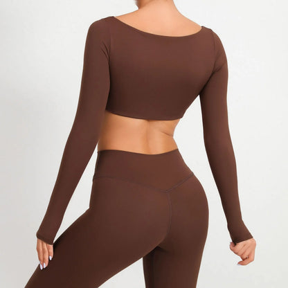 Women Yoga Shirts Crop Top Sexy Long Sleeves Shirts for Women Yoga Sports Fitness Sport Gym Clothes Running Push Up Workout Tops