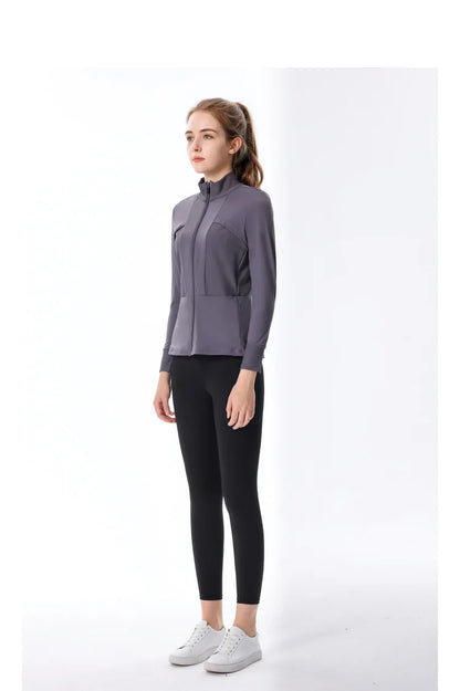 New Autumn SeasonsYoga Wear Women's Running Sportswear Tops Zip Up Sweatshirt Workout Fitness Clothes Cardigan Slim Tight Jacket