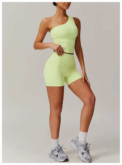 Custom LOGO women's quick-drying waist shaping yoga casual outer wear running cycling fitness sports two-piece set