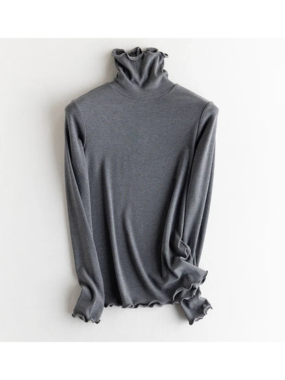 SuyaDream, Women Bottoming T Shirt, Silk Viscose Blend, Long Sleeves, Solid Basic Thermal  Shirt, 2024 Autumn Winter Top