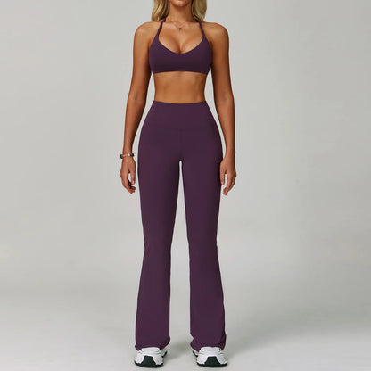 Hearuisavy Women's Running Comfort 2Pcs Sports Pants Set High Waist Push Up Workour Sportswear Casual Cycling Jogging Yoga Bras