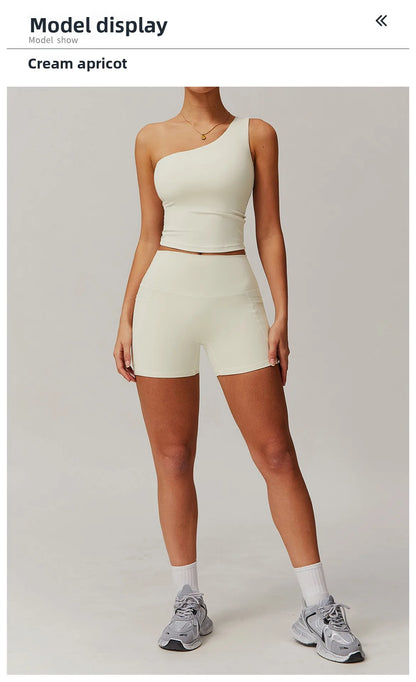 Custom LOGO women's quick-drying waist shaping yoga casual outer wear running cycling fitness sports two-piece set