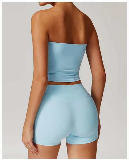 Custom LOGO Women's Strapless Tube Top Sexy Back Sports Underwear Women's Shockproof Quick-Drying Fitness Yoga Top