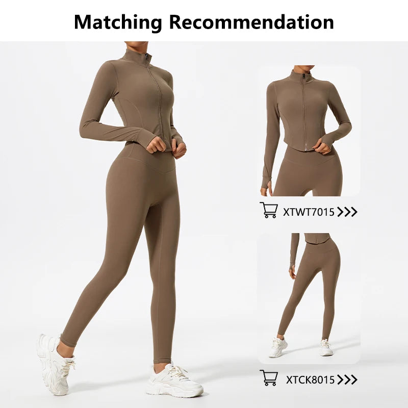 Hearuisavy Summer Ultra-Soft Fabrics 2Pcs Long Sleeve Gym Set Women Quick-Dry Yoga Clothes Workout Leggings Suit Sports Jackets