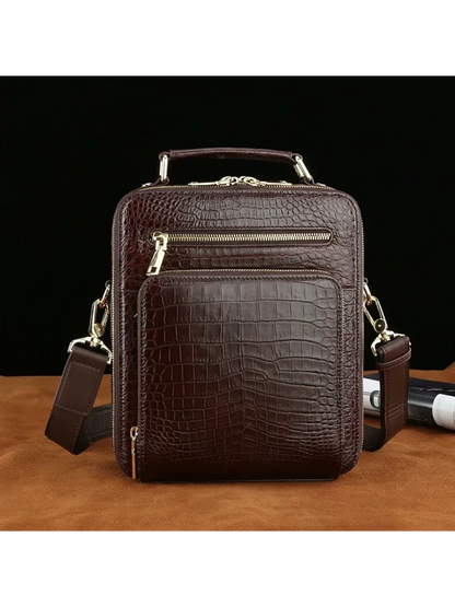 Real crocodile leather large-capacity men's handbag authentic crocodile leather business bag fashion men's shoulder bag