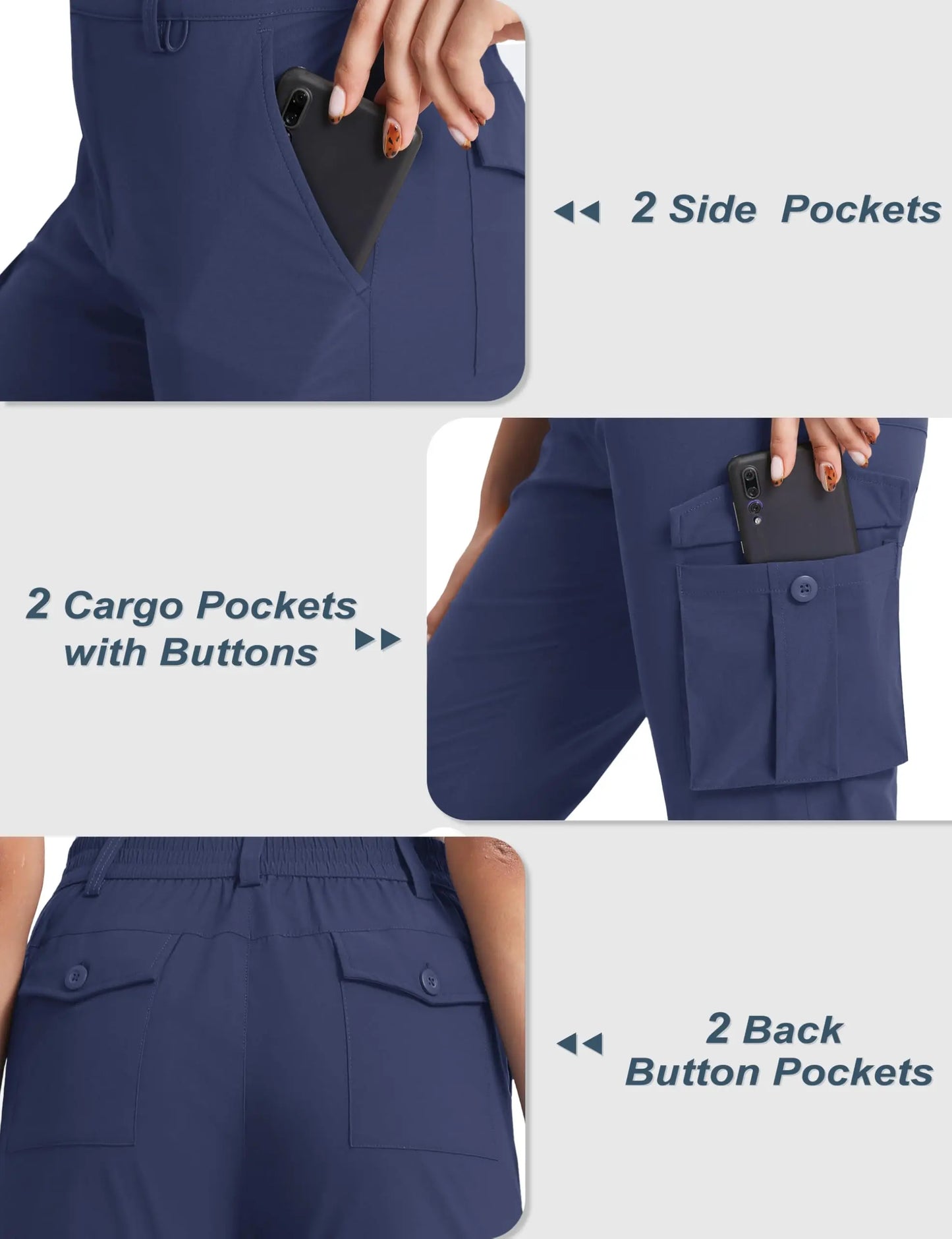 TACVASEN Summer Quick Dry Cargo Capri Pants Womens Outdoor Hiking Knee Length Joggers Lightweight Waterproof Shorts 6 Pockets