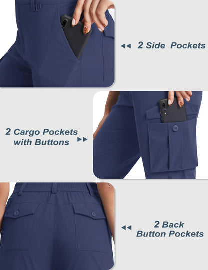 TACVASEN Summer Quick Dry Cargo Capri Pants Womens Outdoor Hiking Knee Length Joggers Lightweight Waterproof Shorts 6 Pockets