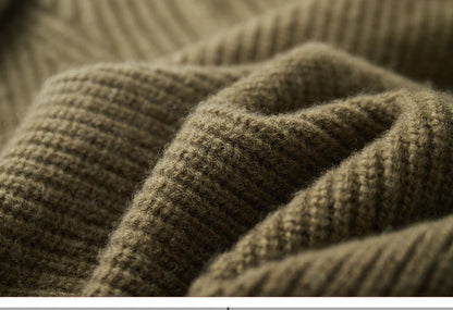 High Quality Men 100% Wool Sweater Turn Down Collar Zippers Pullover 2025 Autumn/Winter Thickened Soft Warm Knitwear Jumper Tops