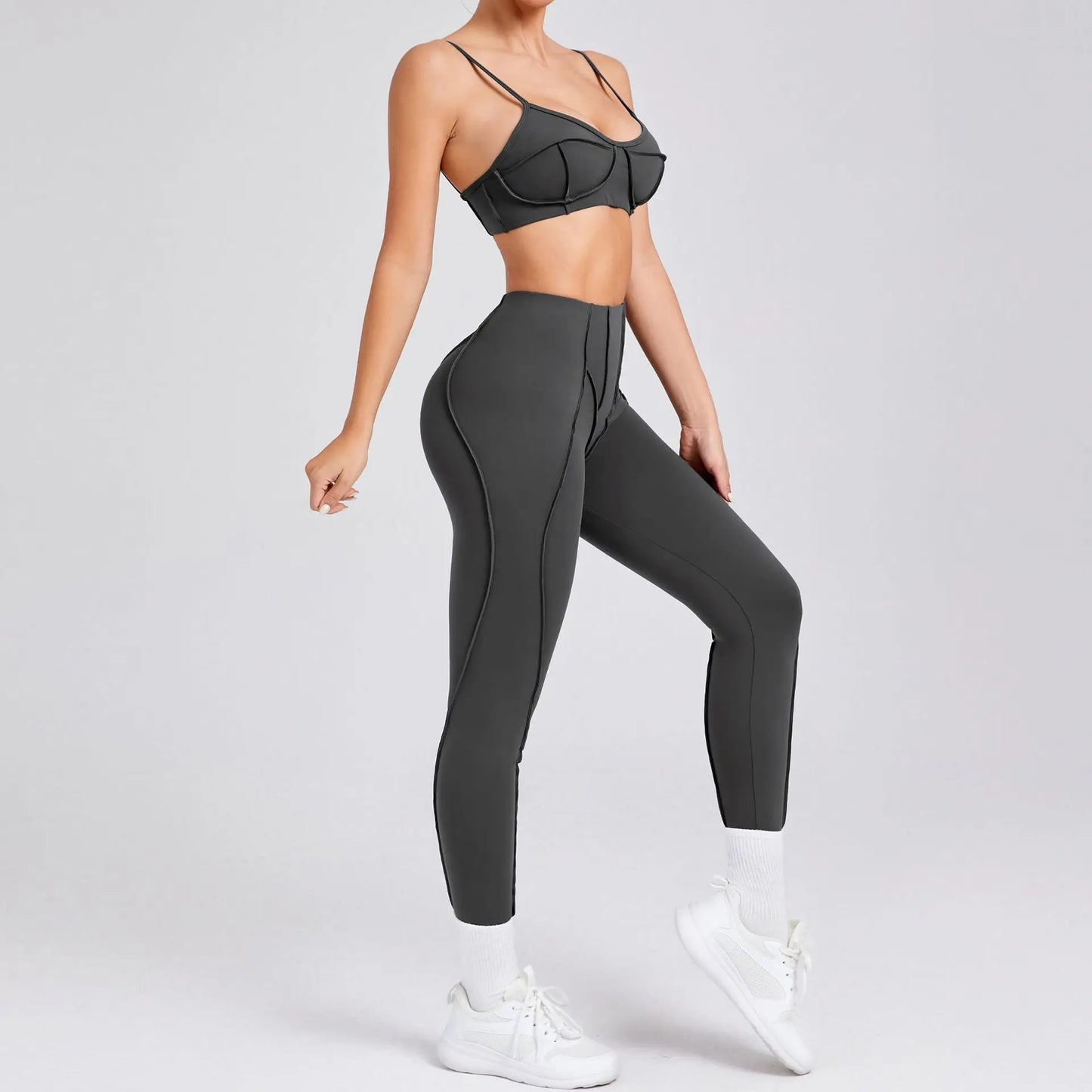 Hearuisavy 2025 New Style 2Pcs Sports Suit Women Workout Bra Suit Running Gym High Waist Legging Quick Dry Tight Yoga Clothing
