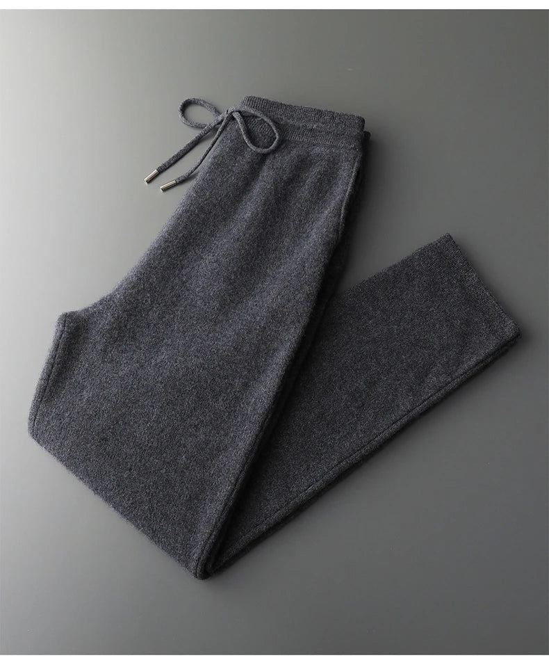 DjzDsm New Autumn Winter Men's 100% Pure Cashmere Thick Button Cardigan Set Cashmere Knitted Casual Shorts 2-Piece Set Clothing