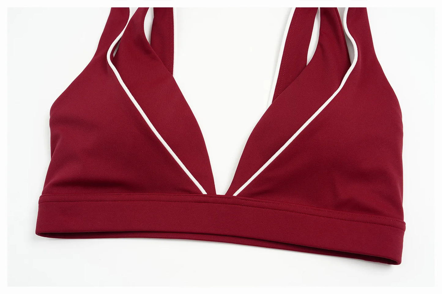 Color Contrast Deep-V Sports Bra Women's Gym Fitness Yoga Top Backless Breathable Sports Underwear Female Push Up Workout Top