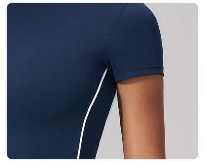 Sexy Women's Yoga Short Sleeve Fitness Sports T-Shirts Gym Clothes Push Up Running Tight Femme Yoga Workout Shirts Active Wear