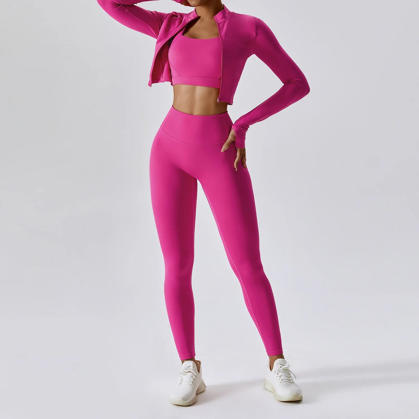 3PCS Yoga Set Gym Clothes 2 PCS Sportswear Women Yoga Suits Fitness Set women's Tracksuits Sports Jacket Long Sleeve Gym Legging