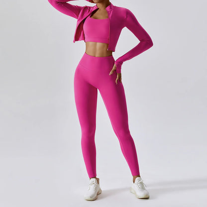 3PCS Yoga Set Gym Clothes 2 PCS Sportswear Women Yoga Suits Fitness Set women's Tracksuits Sports Jacket Long Sleeve Gym Legging