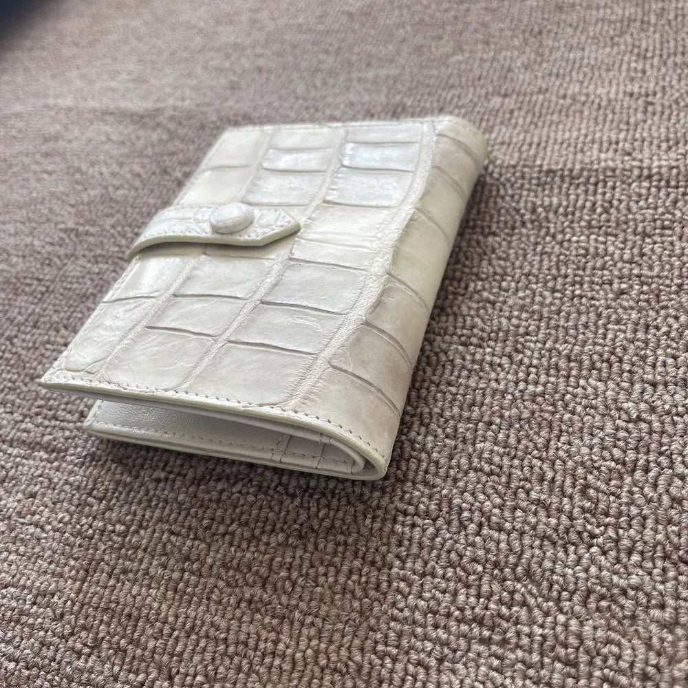 Himalayan white crocodile leather women's wallet authentic crocodile leather short women's wallet fashion design card bag