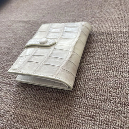 Himalayan white crocodile leather women's wallet authentic crocodile leather short women's wallet fashion design card bag