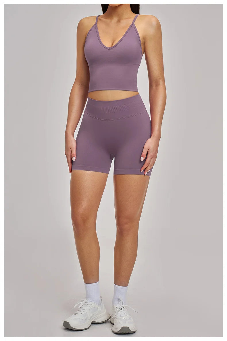 TRY TO BN Seamless Women's Tracksuit Shorts Yoga Set High Waisted Sportswear Fitness Workout Leggings Cycling Running Gym Shorts