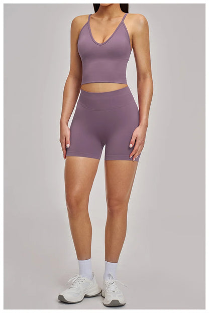 TRY TO BN Seamless Women's Tracksuit Shorts Yoga Set High Waisted Sportswear Fitness Workout Leggings Cycling Running Gym Shorts