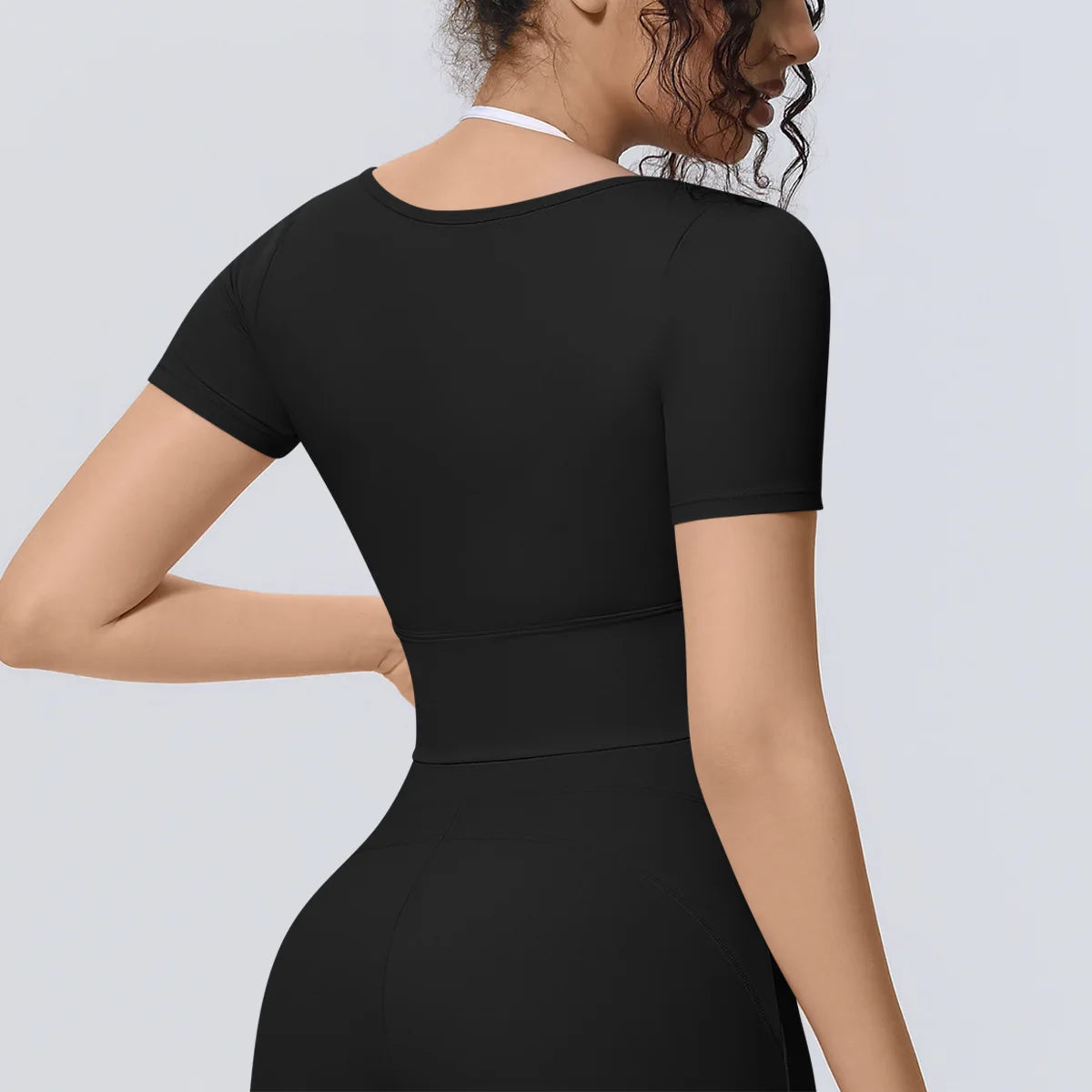 Yoga Sexy Dance Clothes High Elastic Sports T-shirt Women Fitness Top Short Sleeves Running Shirts Gym Push Up Workout Top Tee