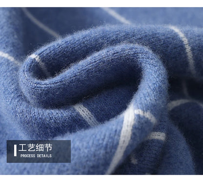 Autumn/Winter 100% Pure Wool Men's O-Neck Thick Business Sweater Loose Casual Wool Knit Bottoming Shirt Men's Sweater