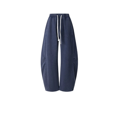 Custom LOGO Men's 320G retro fried snowflake 100% cotton high street scimitar straight tube old loose straight trousers