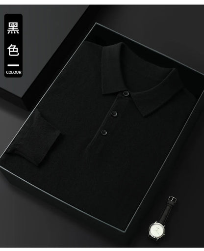 Men's Merino Wool Sweater Polo Collar Pullover Autumn Winter New Cashmere Knitwear Casual Loose Men's Shirts Tops Warm Soft