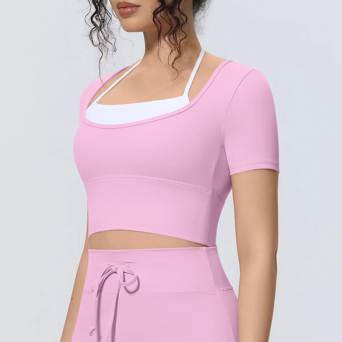 Yoga Sexy Dance Clothes High Elastic Sports T-shirt Women Fitness Top Short Sleeves Running Shirts Gym Push Up Workout Top Tee