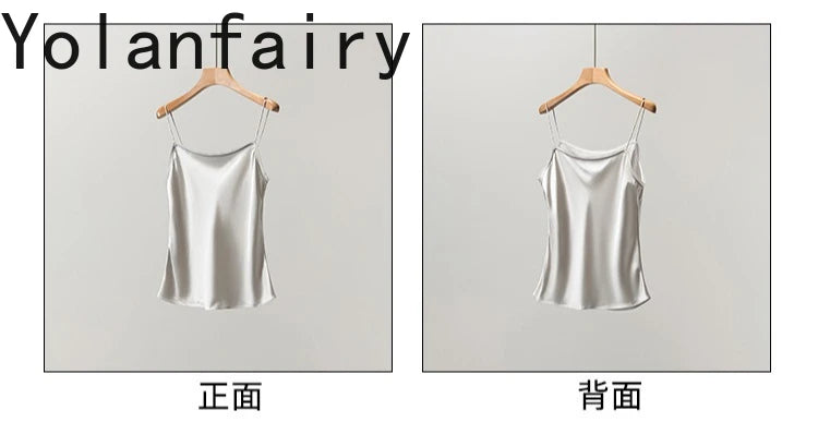 YOLANFAIRY 93% Real Mulberry Silk Camis Woman Clothing 2026 High Quality Silk Satin Tops Women's Tanks Top Sleeveless Basicwear