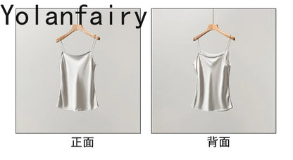 YOLANFAIRY 93% Real Mulberry Silk Camis Woman Clothing 2026 High Quality Silk Satin Tops Women's Tanks Top Sleeveless Basicwear