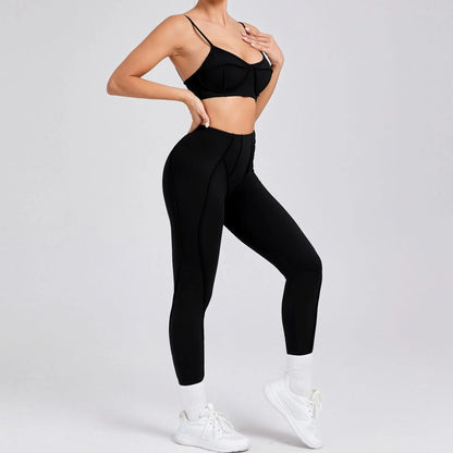 Hearuisavy 2025 New Style 2Pcs Sports Suit Women Workout Bra Suit Running Gym High Waist Legging Quick Dry Tight Yoga Clothing