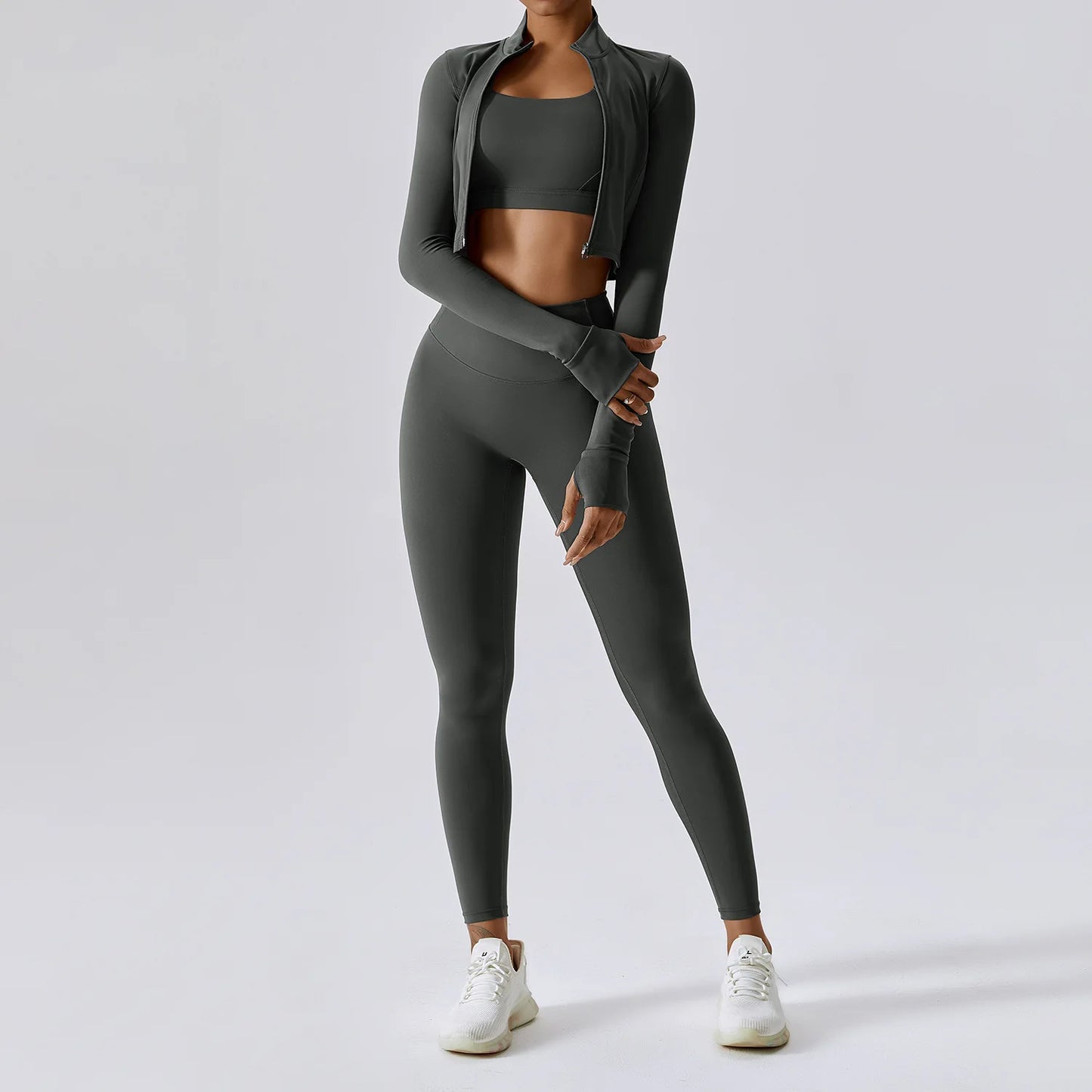 3PCS Yoga Set Gym Clothes 2 PCS Sportswear Women Yoga Suits Fitness Set women's Tracksuits Sports Jacket Long Sleeve Gym Legging