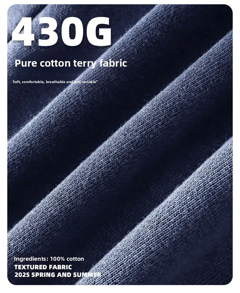 Customized LOGO Men's 2025 New 430G Heavy 100% Cotton Spray Dyeing Old Shorts Street Tide Washing Retro Loose Pants
