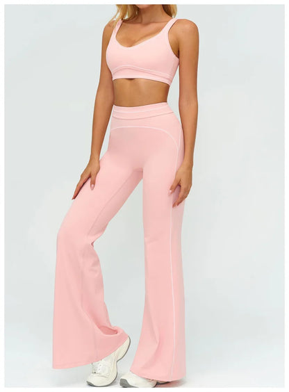 TRY TO BN Women's Tracksuit Yoga Sets Sports Vest Contrasting Color High Waisted Leggings Fitness Two Pieces Running Gym Clothes