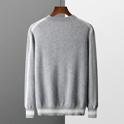 Autumn and Winter 100% Pure Cashmere 2-Piece set Men Loose and Warm Round Neck Pullover Sweater Knitted Casual Pencil Pants Suit