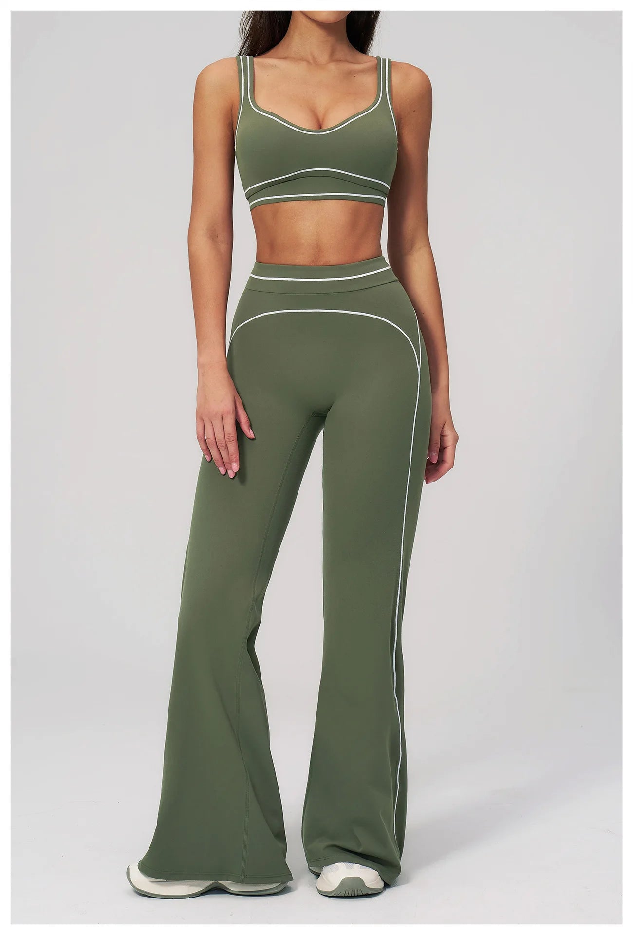 High Waist Yoga Wide Leg Pants Women Gym Fitness Bell-bottoms Pants Push Up Sports Trousers Female Casual Workout Flared Pants