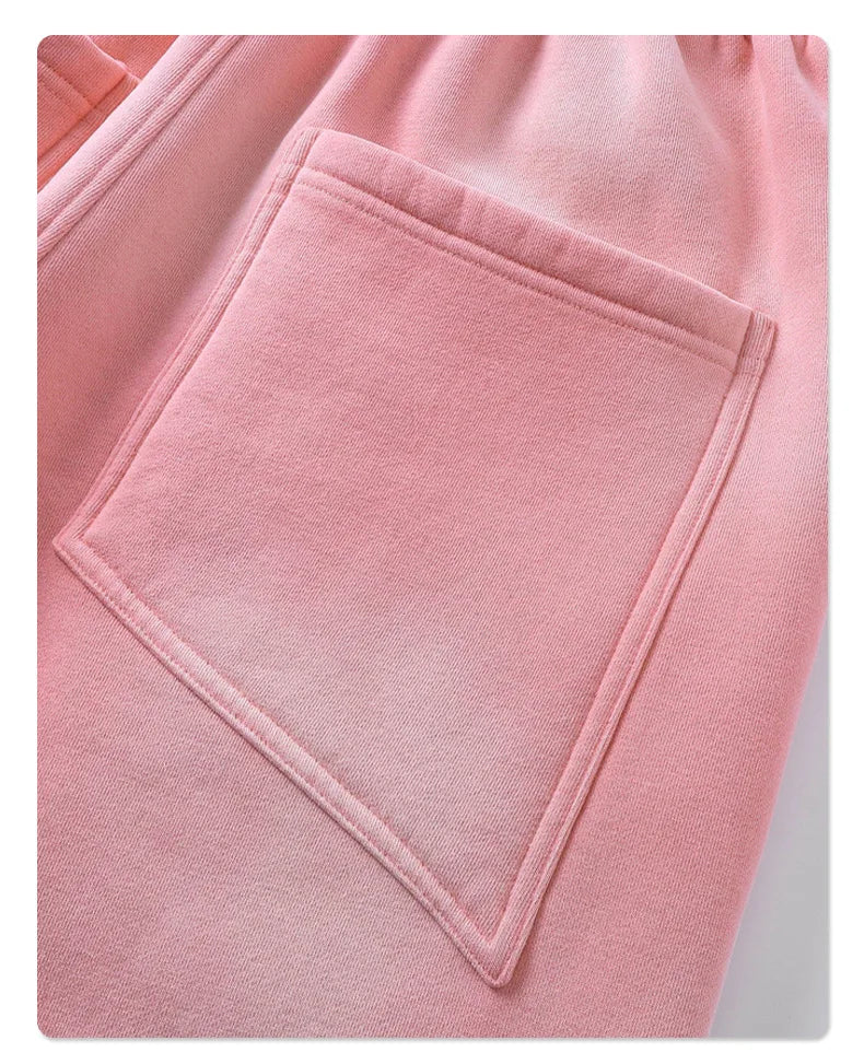 Custom LOGO autumn winter men's women's new white spray dyeing washing water 360G velvet cotton polyester sweatshirt sweatpants