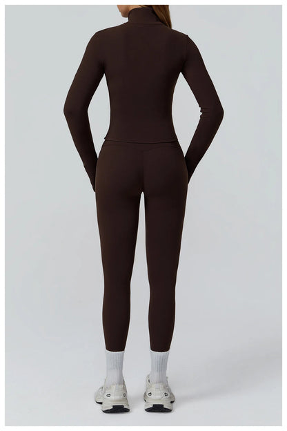 3PCS Yoga Set Women Workout Set 2 Pieces Sportswear Yoga Suit Gym Clothing Fitness Zipper Long Sleeve Sports High Waist Leggings