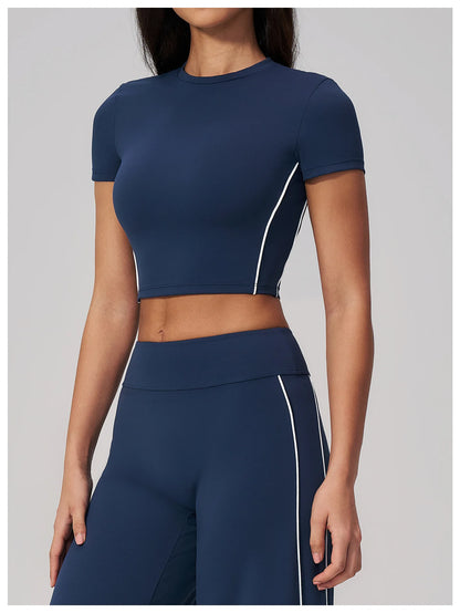 Sexy Women's Yoga Short Sleeve Fitness Sports T-Shirts Gym Clothes Push Up Running Tight Femme Yoga Workout Shirts Active Wear