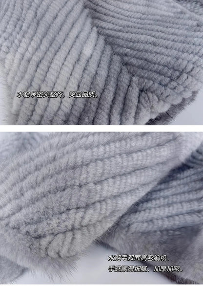 New mink woven women's scarf autumn and winter twill shawl warm herringbone scarfs fur Knitting high quality fishtail Scarves