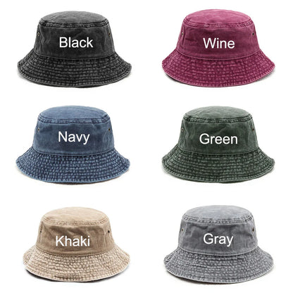 Personalized Custom Text Logo Embroidery Men's Bucket Hats Women's Washed Cotton Summer Sun Hats Wholesale Dropshipping