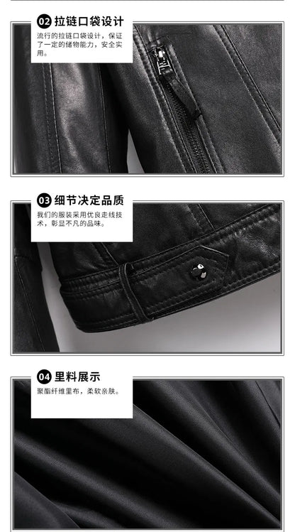 Women's Jacket Spring 2022 100% Sheepskin Jacket Woman Genuine Leather Women's Coat Black Motorcycle Jackets Chaquetas Xhl368