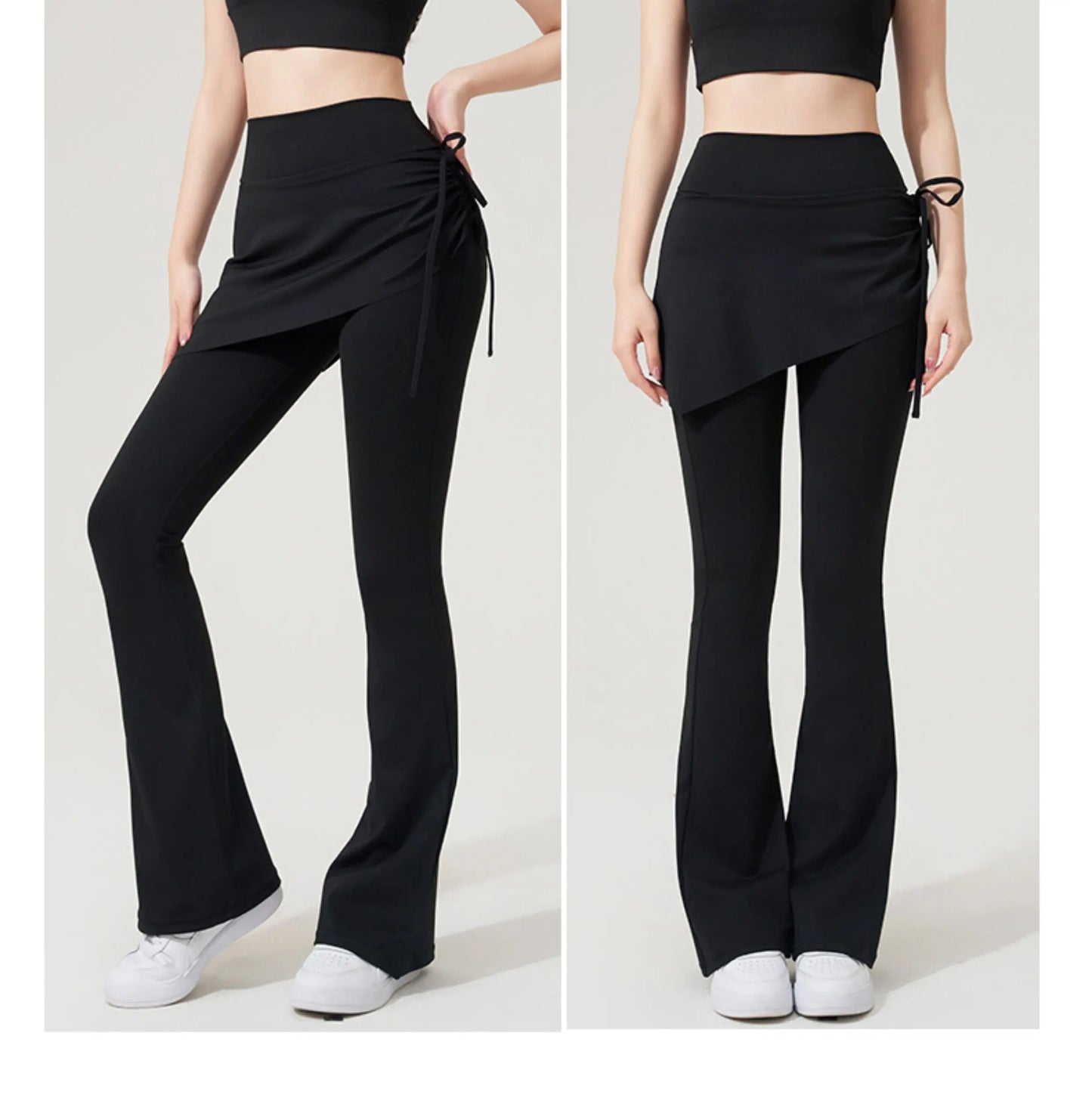 Yoga Bell-bottom Pants Fake Two-piece Skirt Pants High Waist Hip Lift Tight Body Anti-exposure Pilates Sports Fitness Leggings