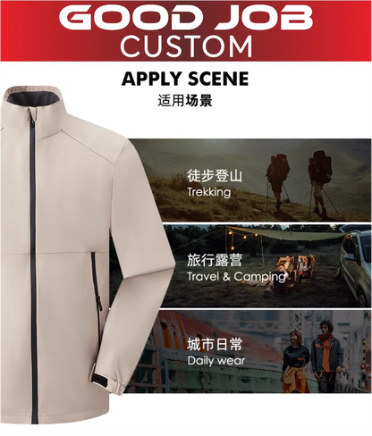 Outdoor Waterproof Men Women Stand Collar Jacket Custom Logo Anti-static Coat Print Company Design Casual Sweatshirt Embroidery