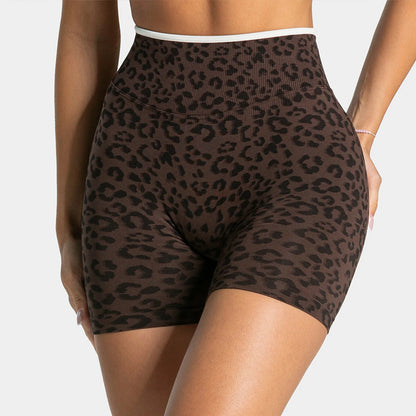 Leopard Print Yoga Shorts Women Seamless High Waist Workout Shorts Fitness Yoga Lift Butt Fitness Yoga Gym Running Short Pants