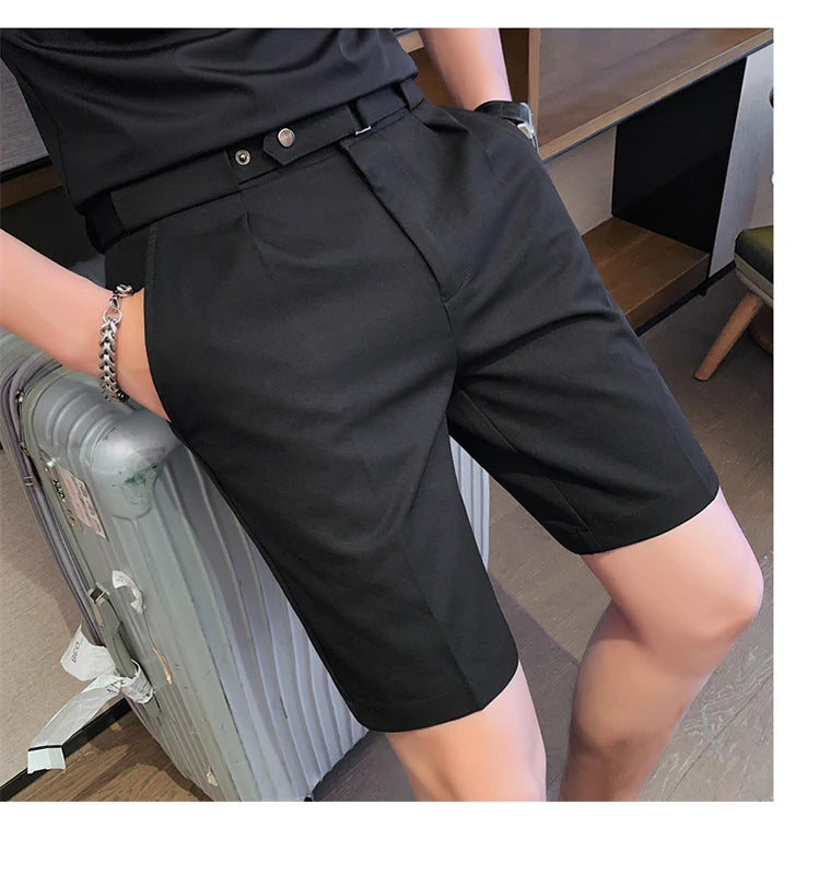 4 Color Summer British Style Suit Shorts 2023 Men Naples Business Casual Slim Fit Short Pant Fashion Slim Fit Solid Color Pants