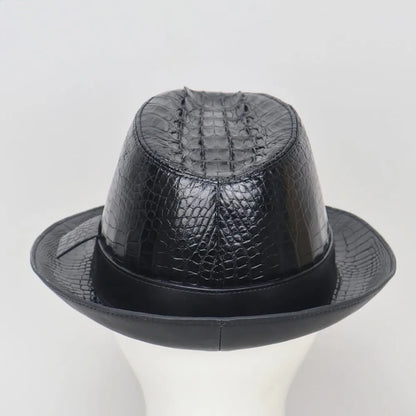 Authentic crocodile leather men's wide-brimed hat exotic style real crocodile leather men's magician foldable hat cowboy hat