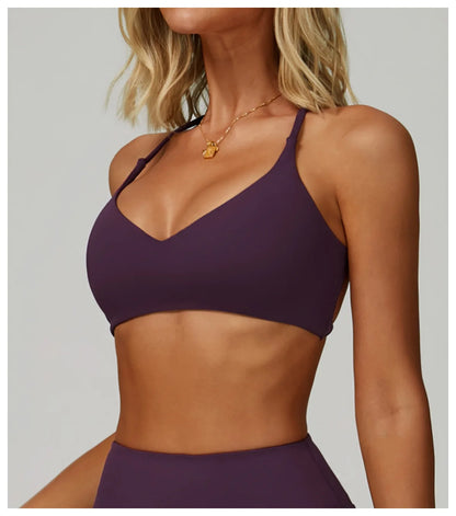 Women Cross Back Sports Underwear Breathable Yoga Bra Shockproof Fitness Top Gym Workout Underwear Female Sports Yoga Crop Top