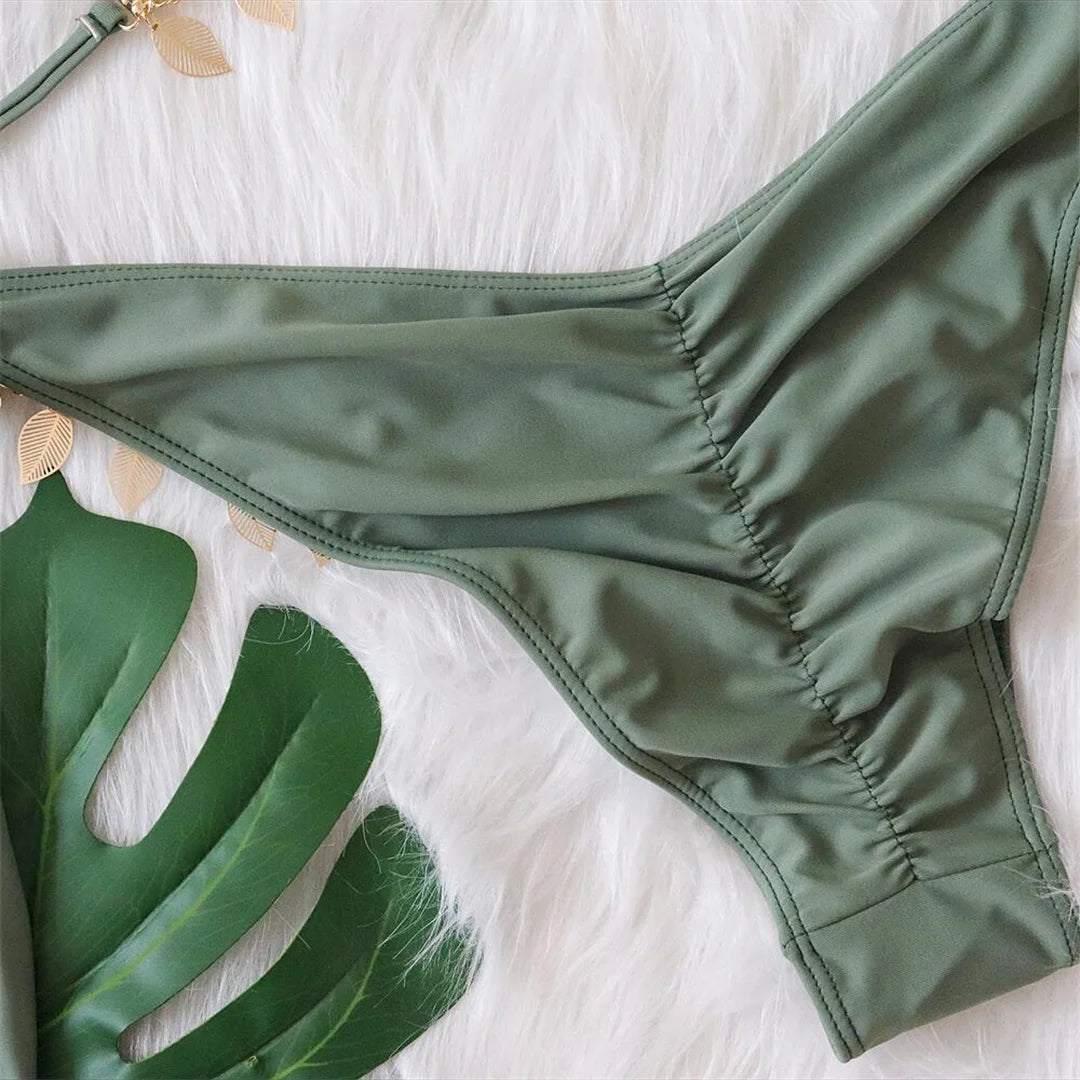 Jewelled Rhinestone Scrunch Butt Bikini Female Swimsuit Women Swimwear Two-pieces Bikini set Bather Bathing Suit Swim Lady V3396