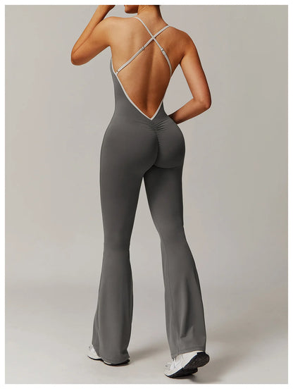 One-Piece Back V-Neck Sexy Suit Gym Set Women Training Suit Sportswear Women Sports Suit Fitness Rompers Stretch Training Suits
